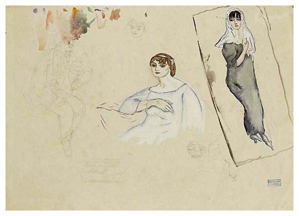 tude de figures, drawing by Jules PASCIN